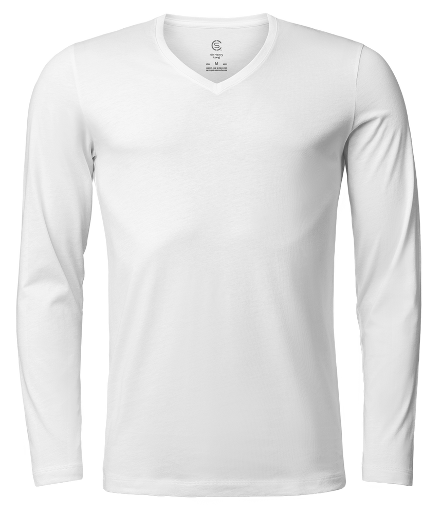 Sir Henry Long – Long Sleeve V-Neck T-Shirt - White - 360